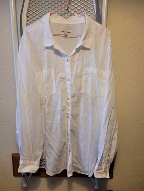 Lucky Brand White Long Sleeve Button-Down Shirt